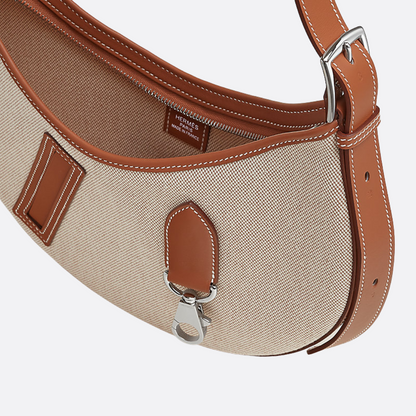 Small Saddle Bag In Fabric & Leather From Hermès
