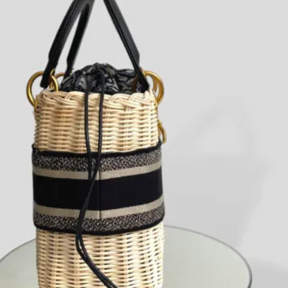 Dior Lady Dior Handbag In Rattan