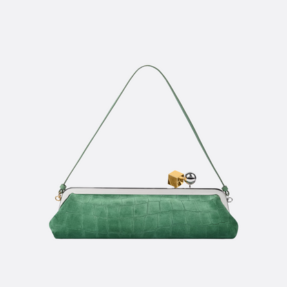 Jacquemus Le Salon Clutch In Suede & Crocodile Embossing