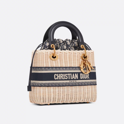 Dior Lady Dior Handbag In Rattan