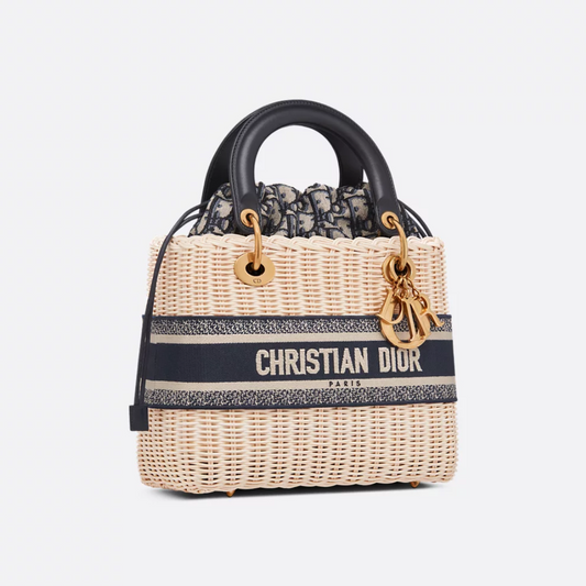 Dior Lady Dior Handbag In Rattan