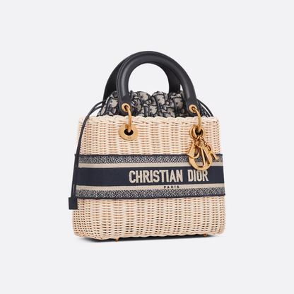 Dior Lady Dior Handbag In Rattan
