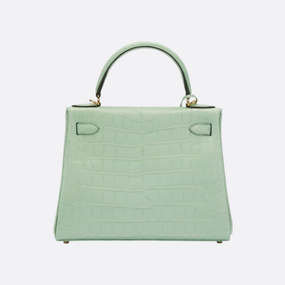 Hermès Kelly 28: Matte Alligator Leather Vert D’eau (reversed Stitches)