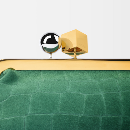 Jacquemus Le Salon Clutch In Suede & Crocodile Embossing