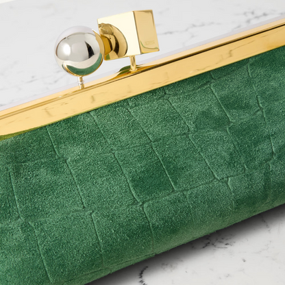Jacquemus Le Salon Clutch In Suede & Crocodile Embossing