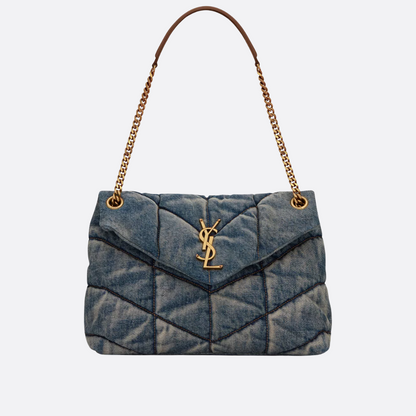 Saint Laurent Loulou Puffer Bag aus gestepptem Vintage-Denim