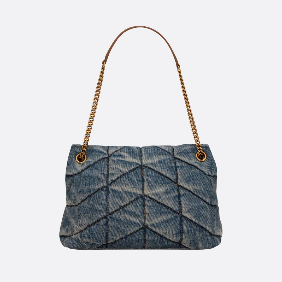 Saint Laurent Loulou Puffer Bag aus gestepptem Vintage-Denim