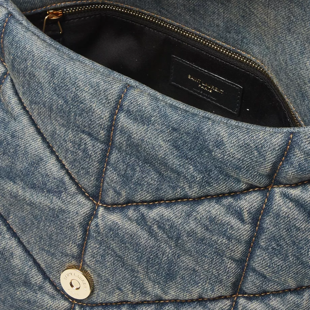 Saint Laurent Loulou Puffer Bag aus gestepptem Vintage-Denim