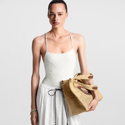 Louis Vuitton Onthego Mm Handbag In Raffia By The Pool
