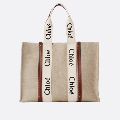 Chloé Woody Tote Bag In Linen