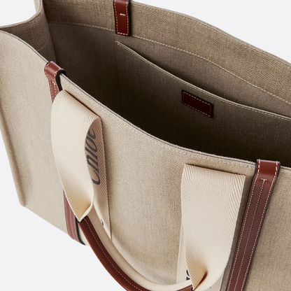 Chloé Woody Tote Bag In Linen
