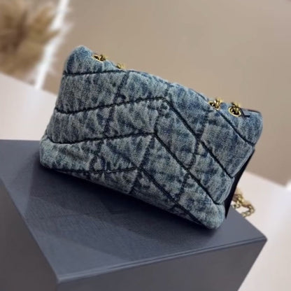 Saint Laurent Loulou Puffer Bag aus gestepptem Vintage-Denim
