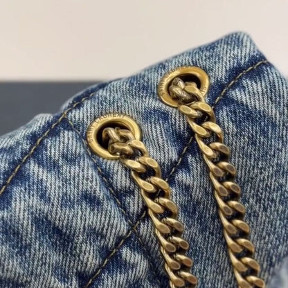 Saint Laurent Loulou Puffer Bag aus gestepptem Vintage-Denim